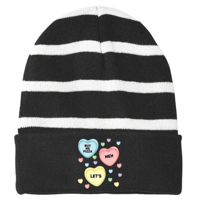 Candy Of Hearts Striped Beanie with Solid Band