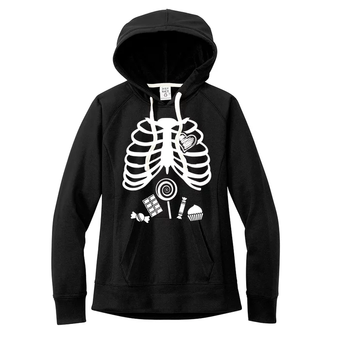 Candy X-Ray Skeleton Rib Cage Women's Fleece Hoodie