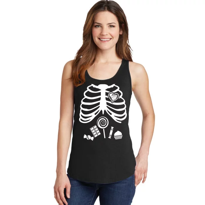 Candy X-Ray Skeleton Rib Cage Ladies Essential Tank