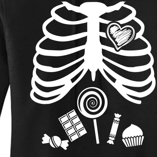 Candy X-Ray Skeleton Rib Cage Women's Pullover Hoodie