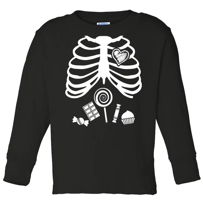 Candy X-Ray Skeleton Rib Cage Toddler Long Sleeve Shirt