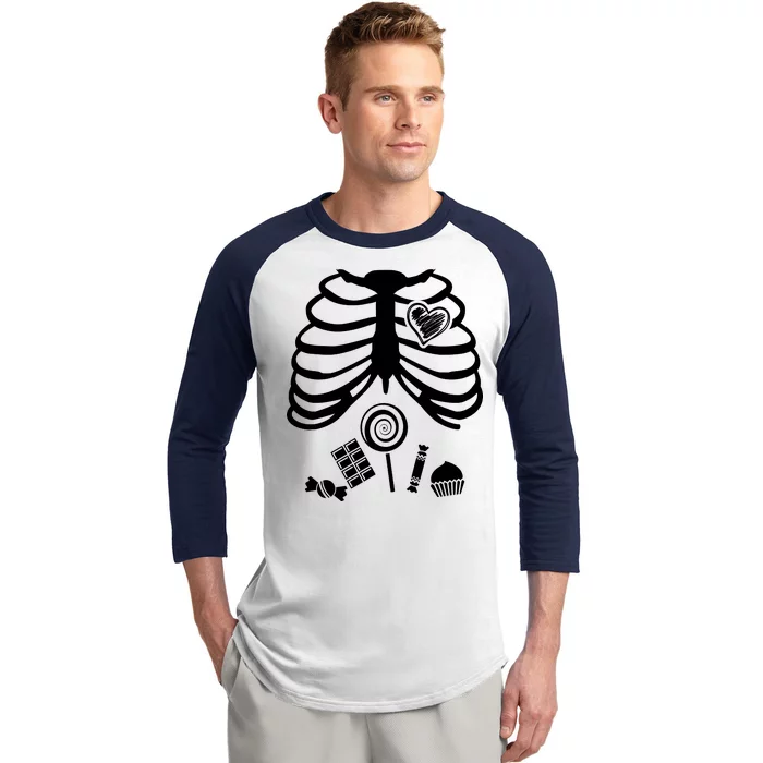 Candy X-Ray Skeleton Rib Cage Baseball Sleeve Shirt