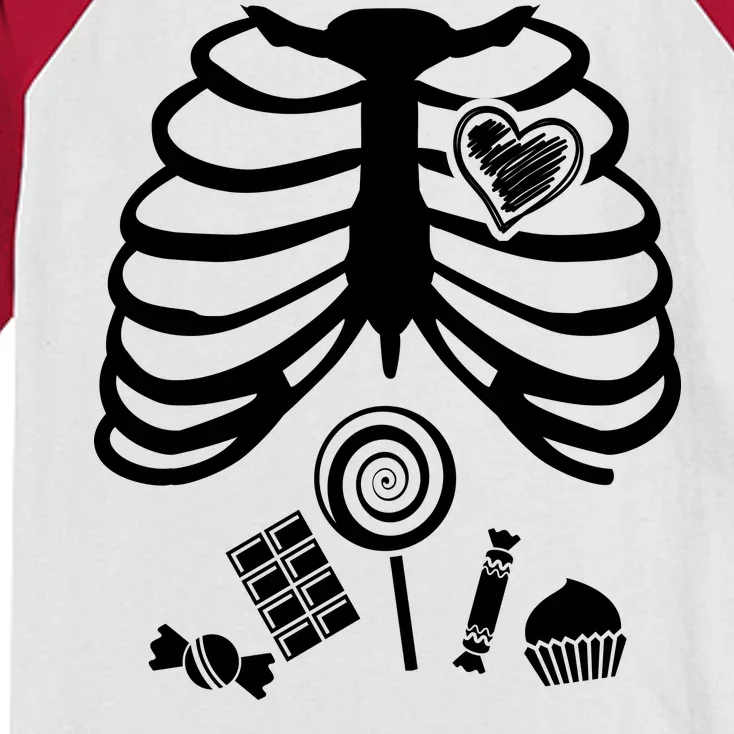 Candy X-Ray Skeleton Rib Cage Kids Colorblock Raglan Jersey