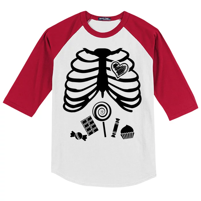 Candy X-Ray Skeleton Rib Cage Kids Colorblock Raglan Jersey