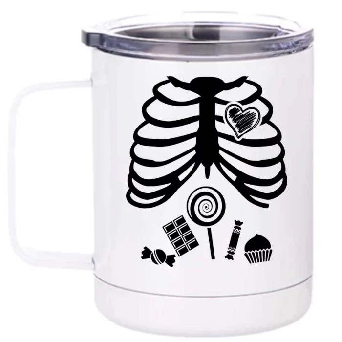 Candy X-Ray Skeleton Rib Cage Front & Back 12oz Stainless Steel Tumbler Cup