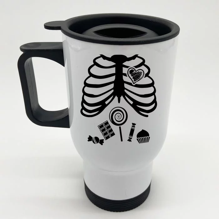 Candy X-Ray Skeleton Rib Cage Front & Back Stainless Steel Travel Mug