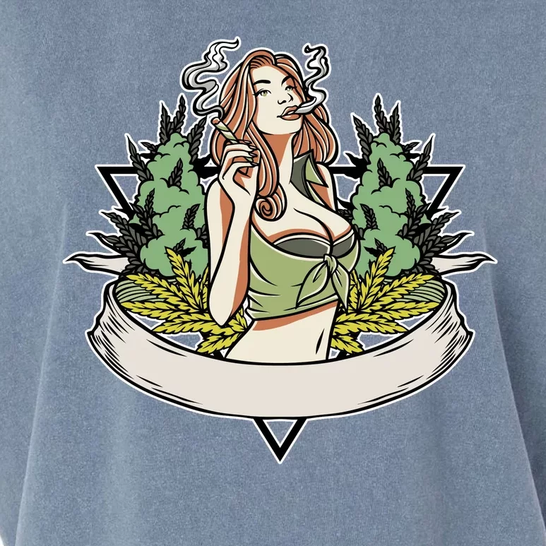 Cannabis Lady Smoking Pot Garment-Dyed Women's Muscle Tee