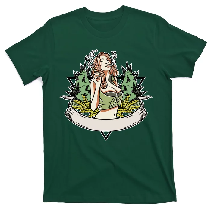 Cannabis Lady Smoking Pot T-Shirt