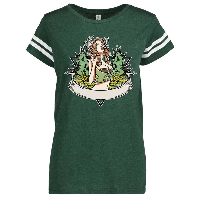 Cannabis Lady Smoking Pot Enza Ladies Jersey Football T-Shirt