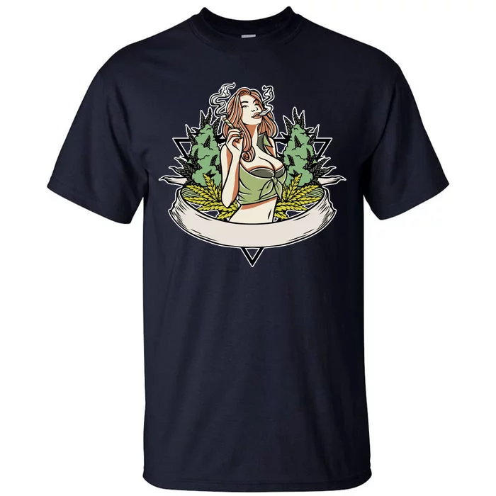 Cannabis Lady Smoking Pot Tall T-Shirt