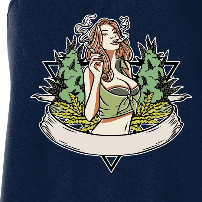 Cannabis Lady Smoking Pot Women's Racerback Tank