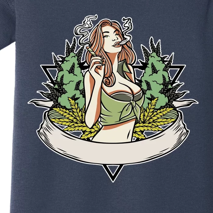 Cannabis Lady Smoking Pot Baby Bodysuit