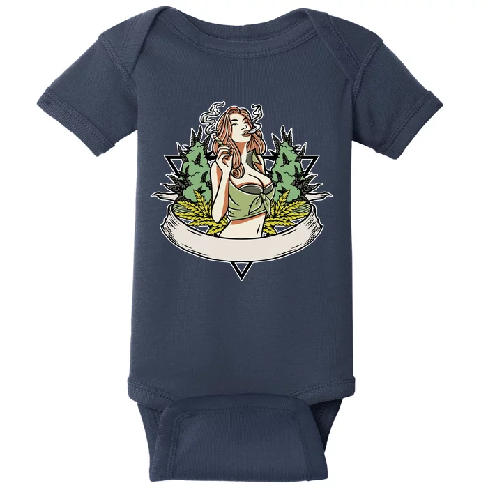 Cannabis Lady Smoking Pot Baby Bodysuit