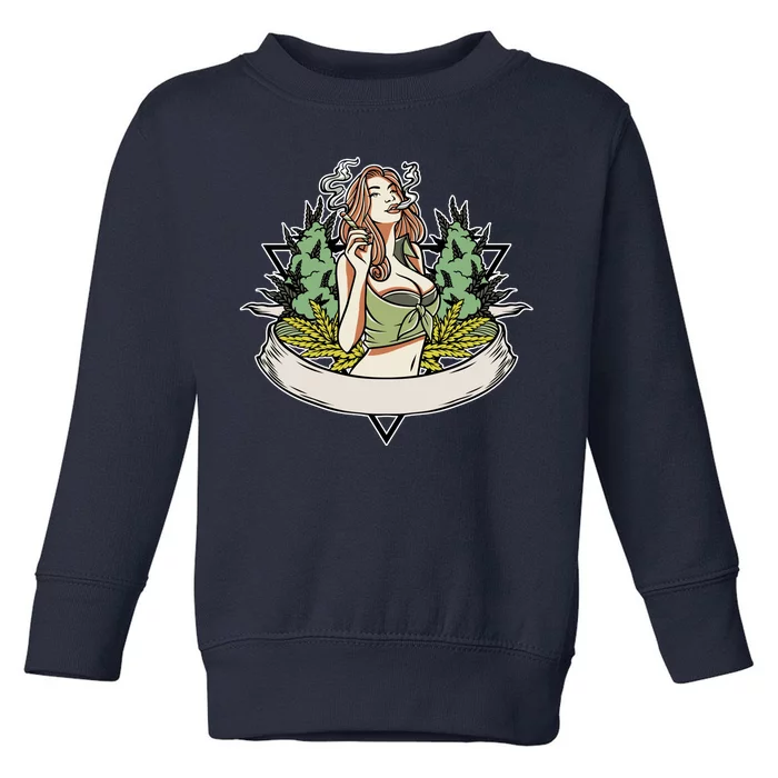 Cannabis Lady Smoking Pot Toddler Sweatshirt