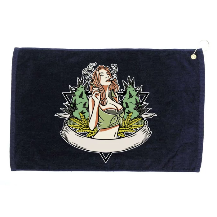 Cannabis Lady Smoking Pot Grommeted Golf Towel