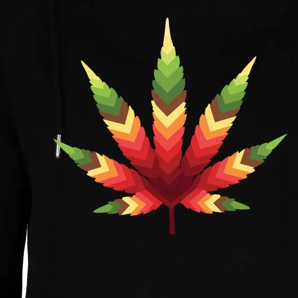 Cannabis Leaf Womens Funnel Neck Pullover Hood