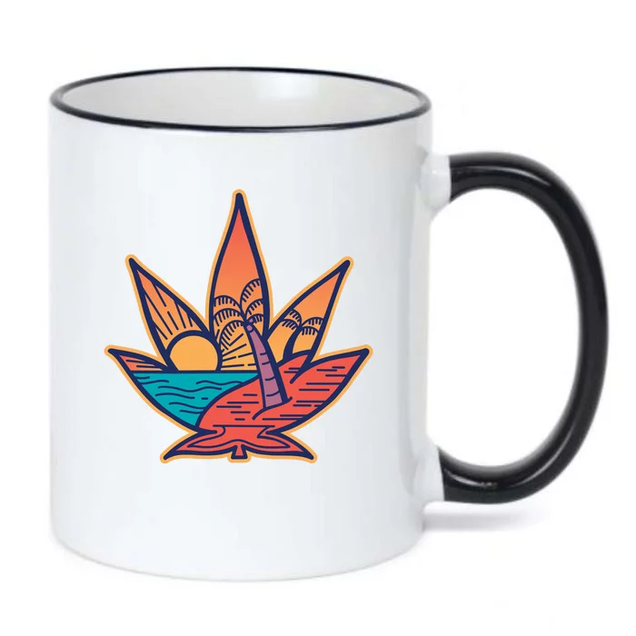 Cannabis Leaf Beach Black Color Changing Mug