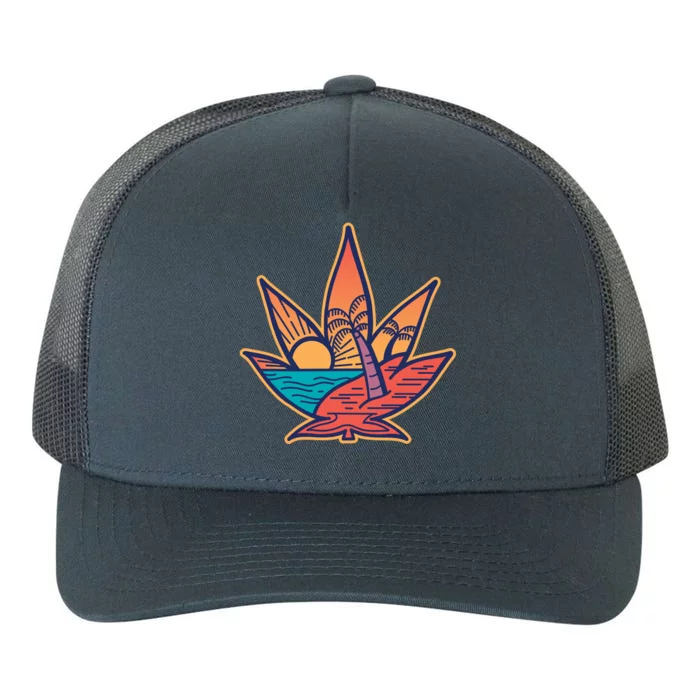 Cannabis Leaf Beach Yupoong Adult 5-Panel Trucker Hat