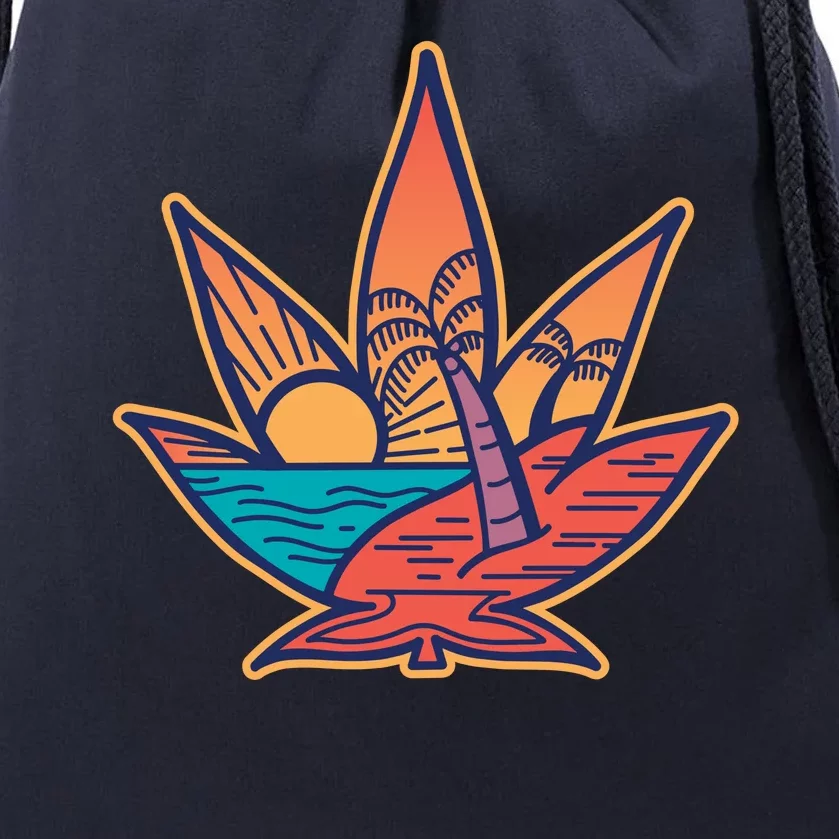 Cannabis Leaf Beach Drawstring Bag