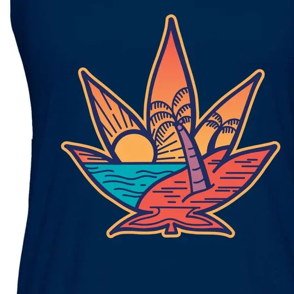 Cannabis Leaf Beach Ladies Essential Flowy Tank