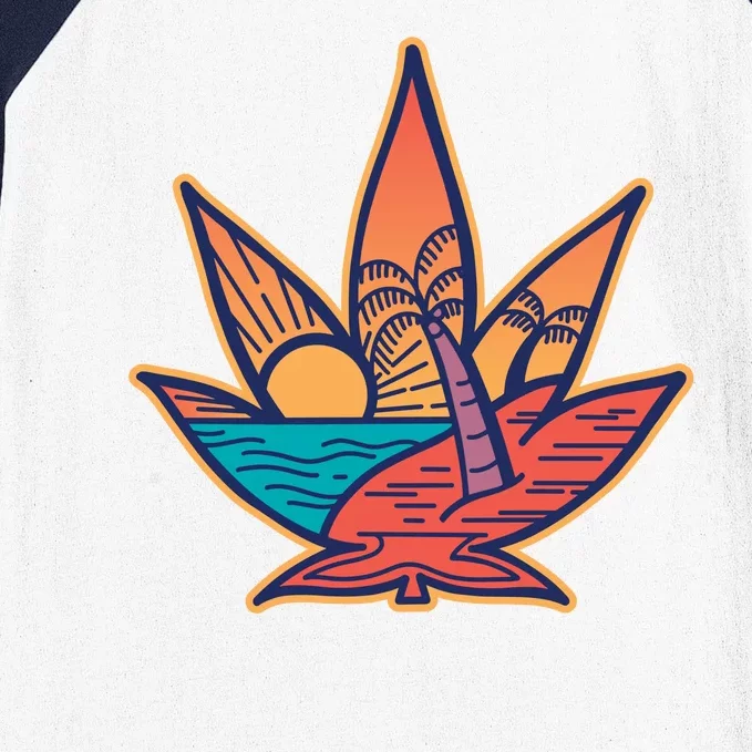 Cannabis Leaf Beach Baseball Sleeve Shirt