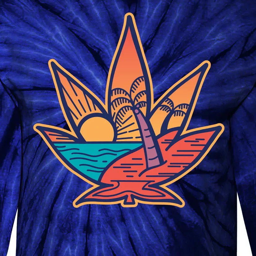 Cannabis Leaf Beach Tie-Dye Long Sleeve Shirt