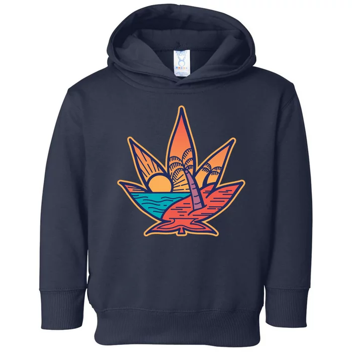 Cannabis Leaf Beach Toddler Hoodie