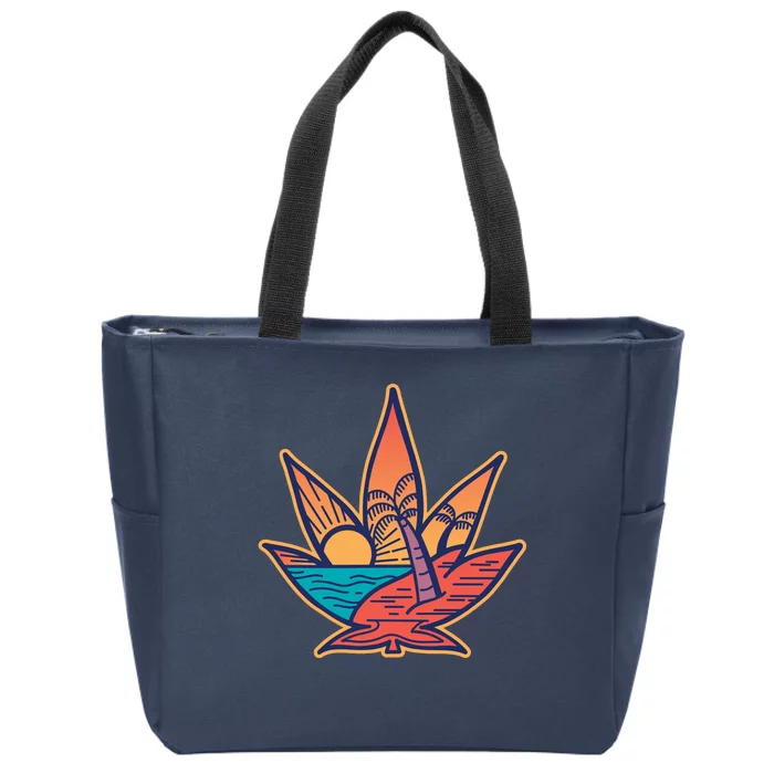 Cannabis Leaf Beach Zip Tote Bag