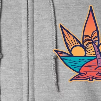 Cannabis Leaf Beach Full Zip Hoodie