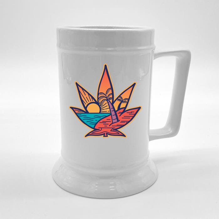 Cannabis Leaf Beach Front & Back Beer Stein