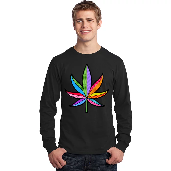 Cannabis Leaf Colorful Patterns Weed Long Sleeve Shirt