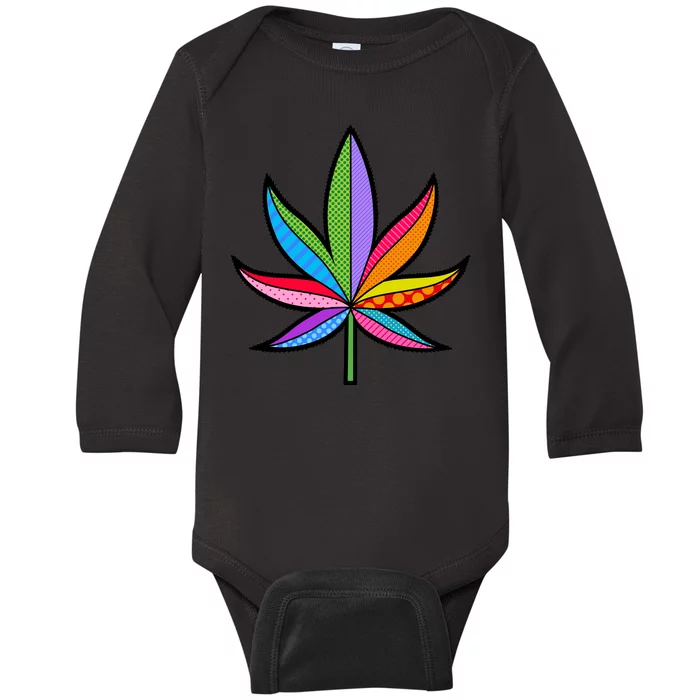 Cannabis Leaf Colorful Patterns Weed Baby Long Sleeve Bodysuit