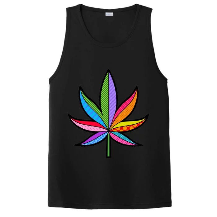 Cannabis Leaf Colorful Patterns Weed Performance Tank