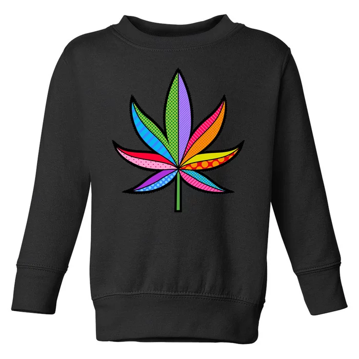 Cannabis Leaf Colorful Patterns Weed Toddler Sweatshirt