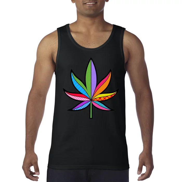 Cannabis Leaf Colorful Patterns Weed Tank Top