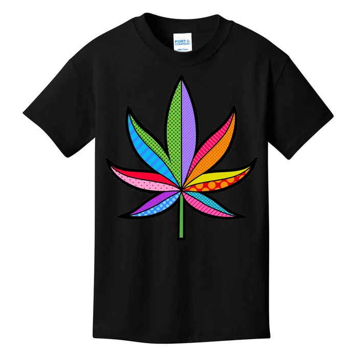 Cannabis Leaf Colorful Patterns Weed Kids T-Shirt