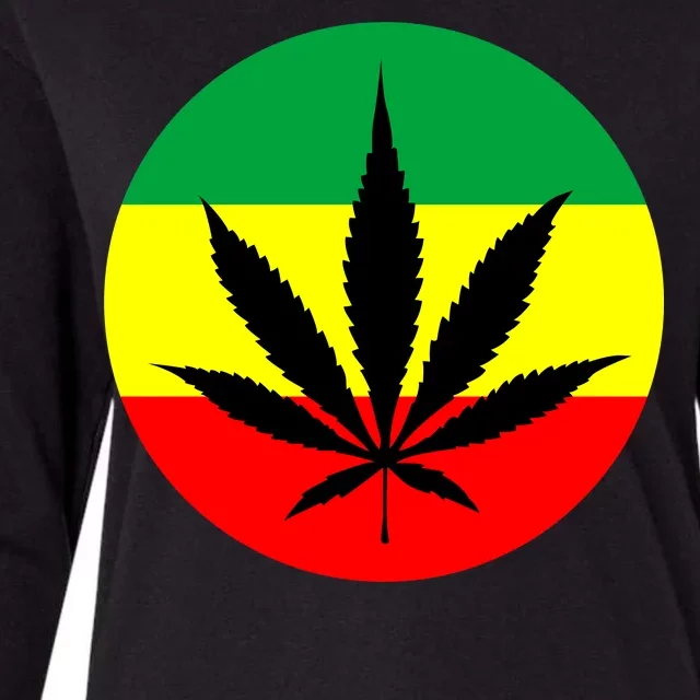 Cannabis Leaf Jamaican Style Womens Cotton Relaxed Long Sleeve T-Shirt