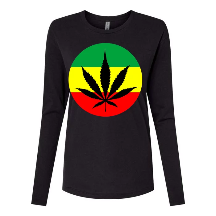 Cannabis Leaf Jamaican Style Womens Cotton Relaxed Long Sleeve T-Shirt