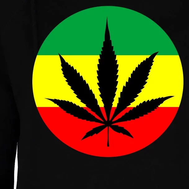 Cannabis Leaf Jamaican Style Womens Funnel Neck Pullover Hood