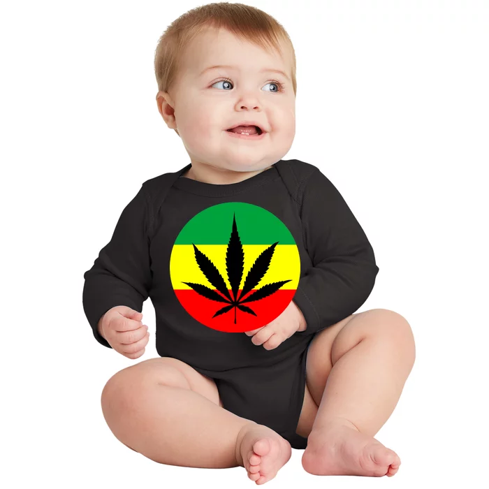 Cannabis Leaf Jamaican Style Baby Long Sleeve Bodysuit