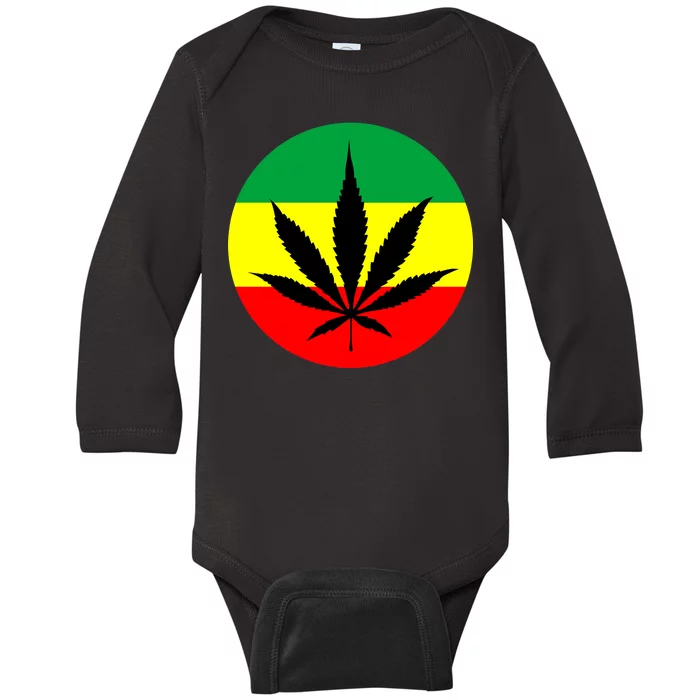 Cannabis Leaf Jamaican Style Baby Long Sleeve Bodysuit