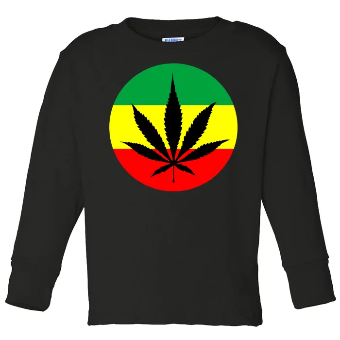 Cannabis Leaf Jamaican Style Toddler Long Sleeve Shirt