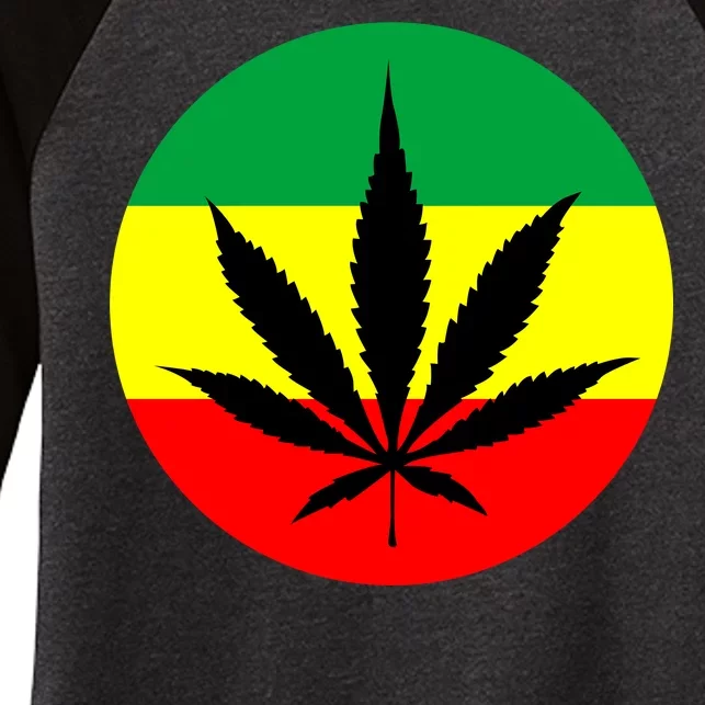 Cannabis Leaf Jamaican Style Women's Tri-Blend 3/4-Sleeve Raglan Shirt