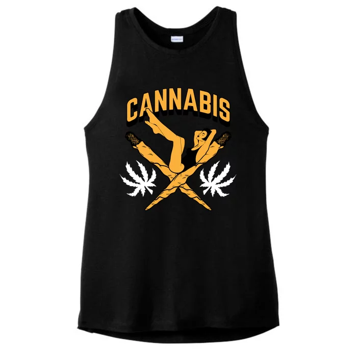 Cannabis Marijuana Joint Hammock Ladies Tri-Blend Wicking Tank