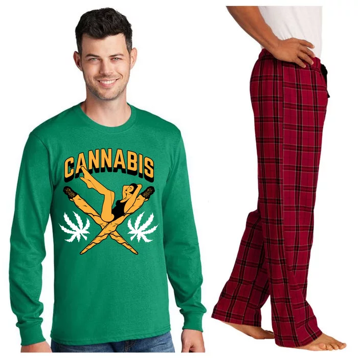 Cannabis Marijuana Joint Hammock Long Sleeve Pajama Set