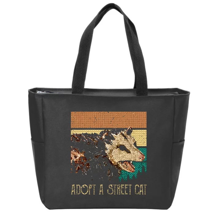 Classic Art Opossums Vaporware Adopt A S.T.R.E.E.T Cat Zip Tote Bag