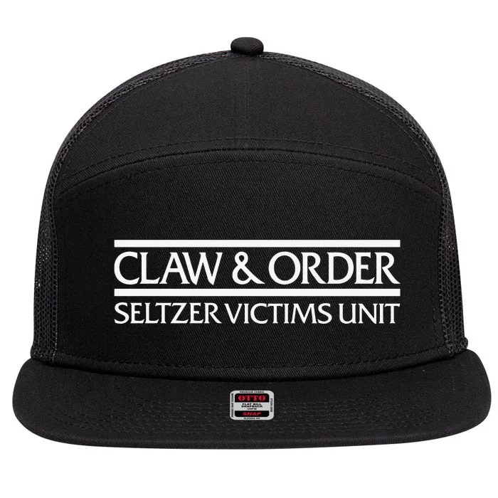 Claw And Order Seltzer Victims Uni 7 Panel Mesh Trucker Snapback Hat