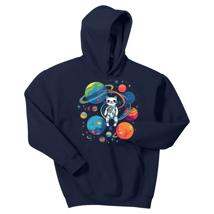 Cat Astronaut Out In The Space Kids Hoodie