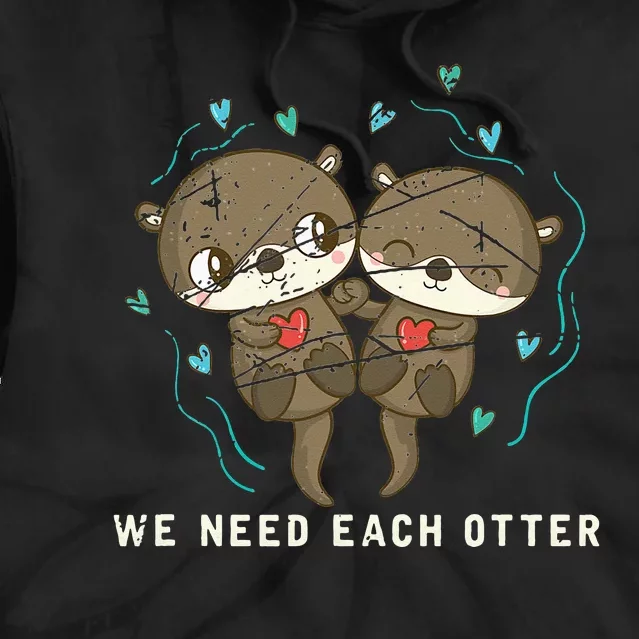 Cute Animal Otter Couple Valentines Day Gift Otter Tie Dye Hoodie