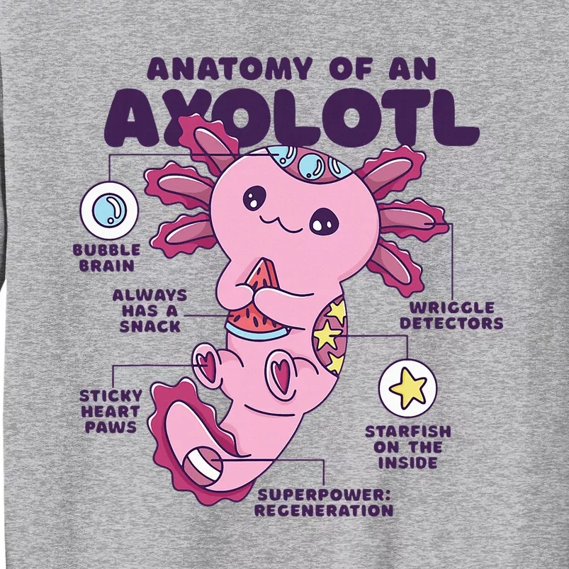 Cute Anatomy Of An Axolotl Axolotls Axolotl Lovers Gift Tall Sweatshirt